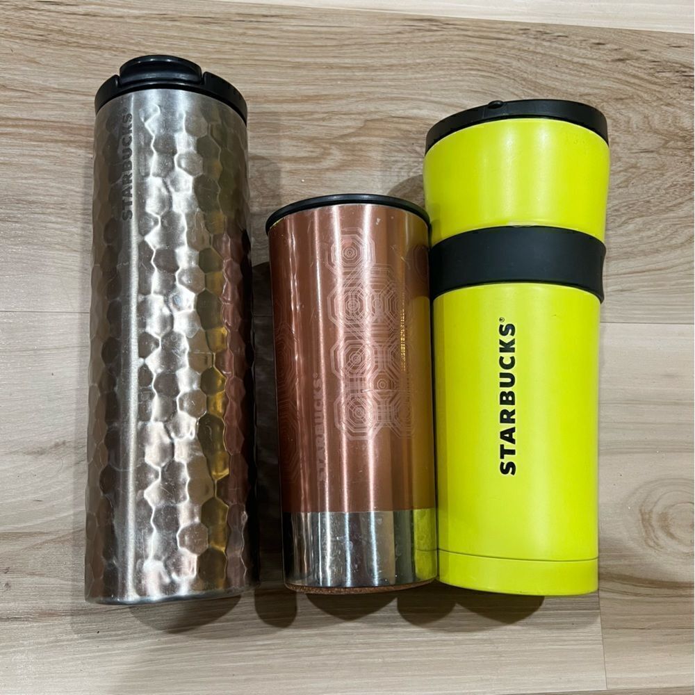 Starbucks Set of 3 Metal Travel Mugs with Lids